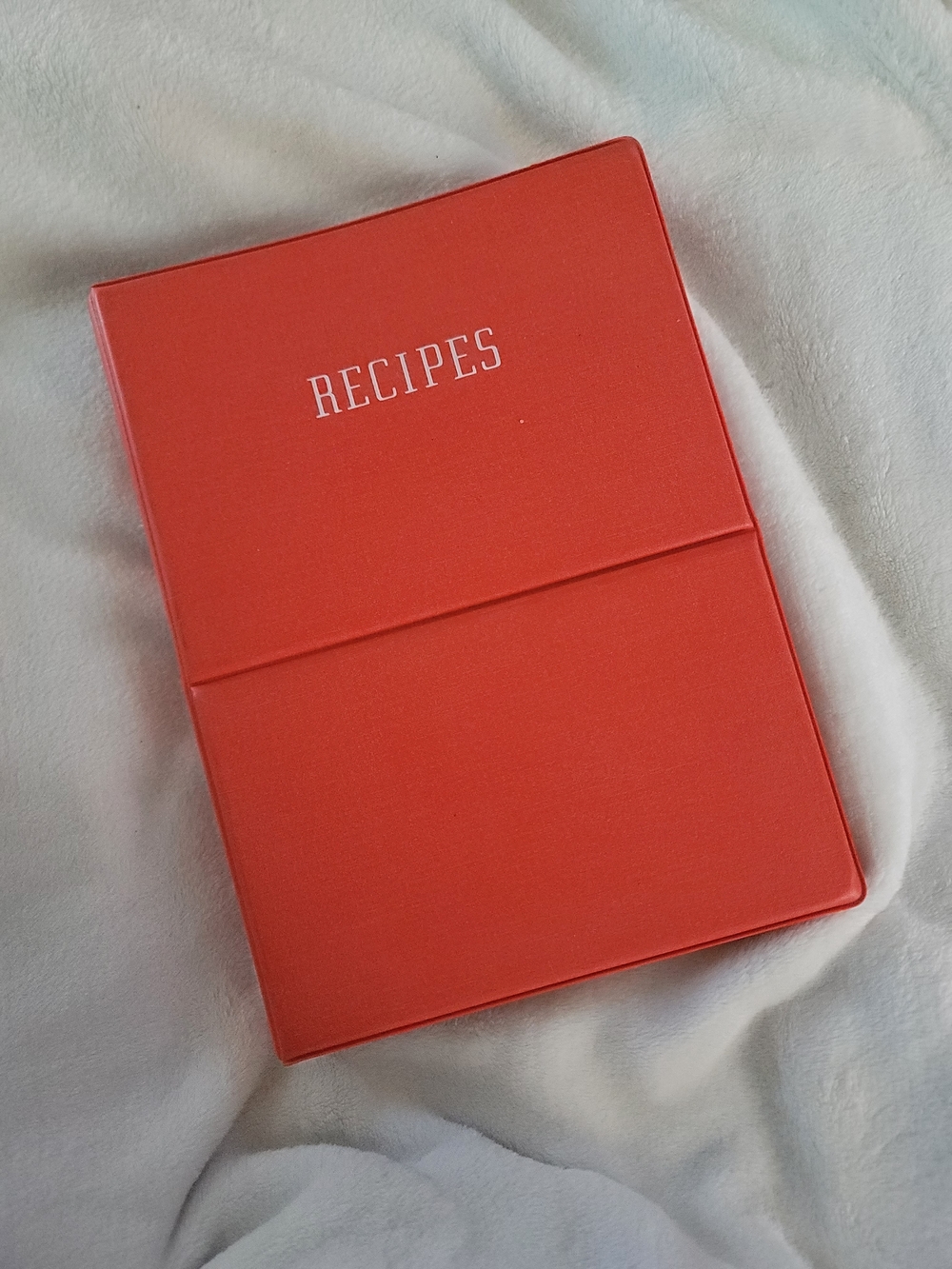 Recipe Card Organizer - Coral Red Vintage 70s MCM Kitchen Binder Cottagecore